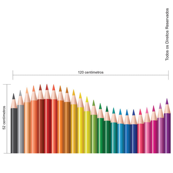 Coloured Pencil Wave Wall Sticker 120x52cm