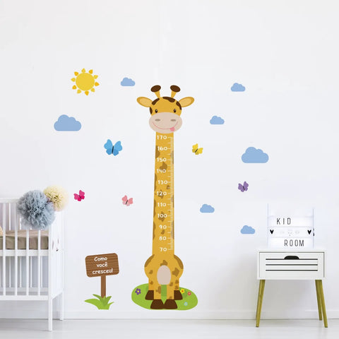 Giraffe and Butterflies Ruler Children's Wall Sticker