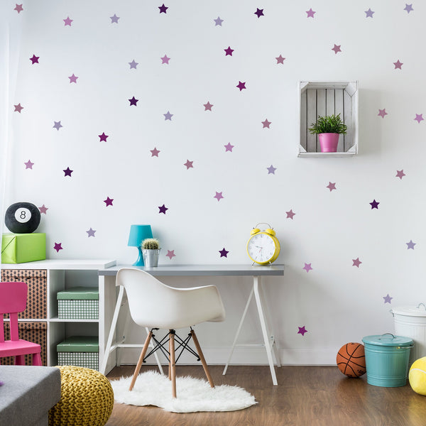 Children's Wall Sticker Purple and Lilac Stars 54un