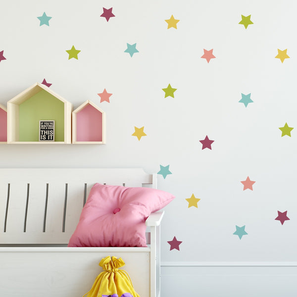 Children's Wall Sticker Coloured Stars 54un