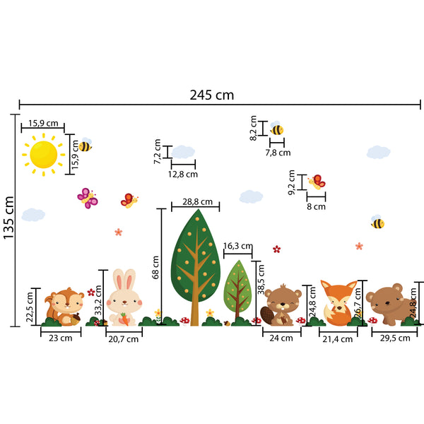 Children's Wall Sticker Tree Animals Autumn