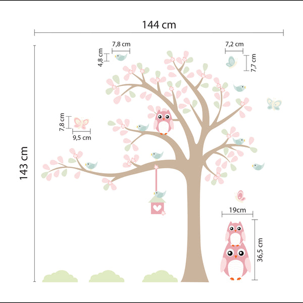 Children's Wall Sticker Owl Tree Baby