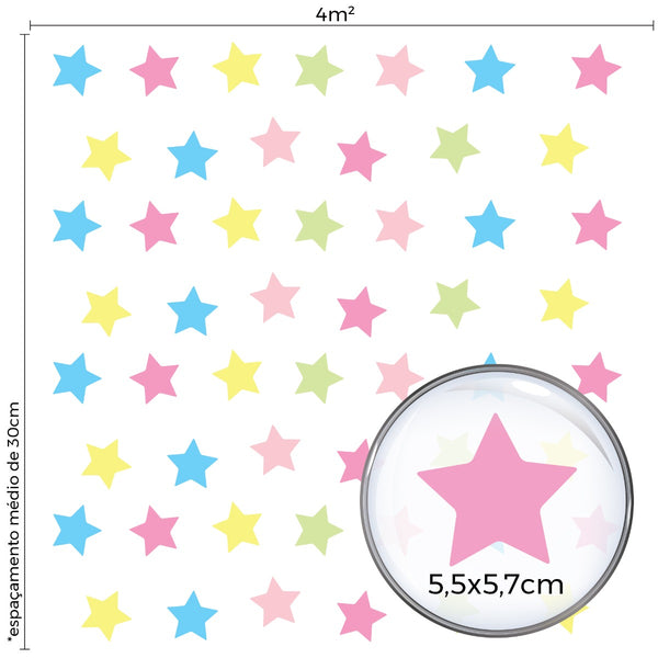 Candy Coloured Stars Wall Sticker 54un