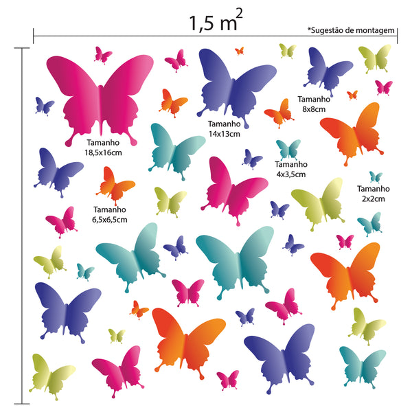 Butterfly Flight Wall Sticker 55 pcs