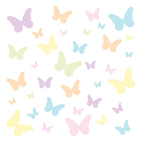 Watercolour Butterflies Wall Sticker 25un Covers 1.5m²