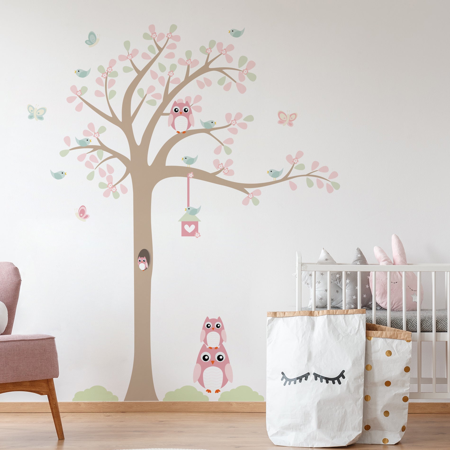 Children's Wall Sticker Owl Tree Baby 1.85m Right