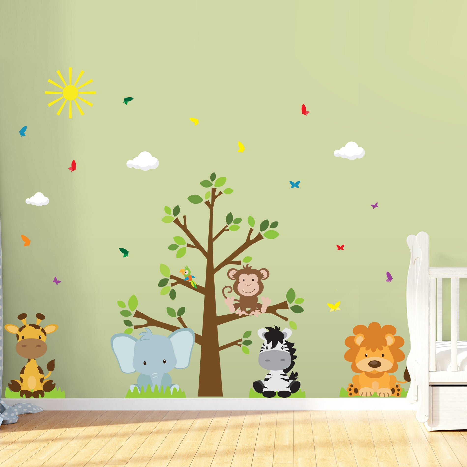 Vinil decorativo de árvore safari infantil para quarto