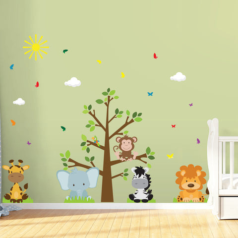 Children's Safari Tree Wall Sticker for Bedroom