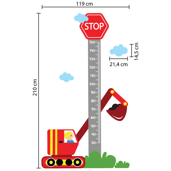 Children's Wall Sticker Ruler Cars in Town