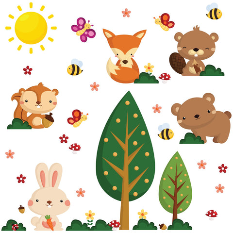 Children's Wall Sticker Tree Animals Autumn
