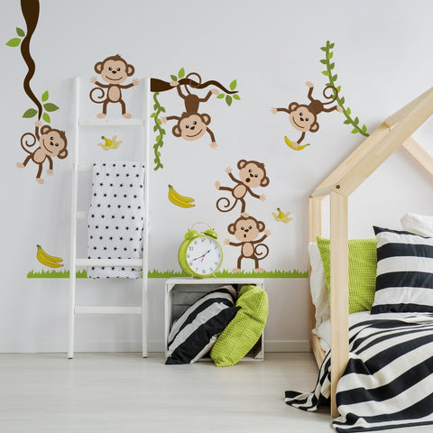 Children's Bedroom Wall Sticker Monkey Friends