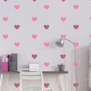Vinil decorativo infantil em tons de coração rosa