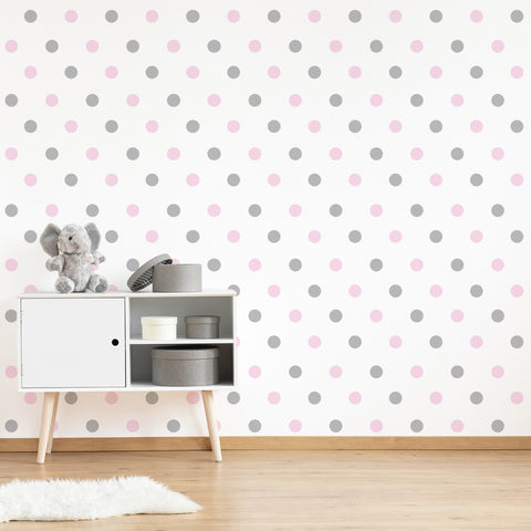 Baby Pink and Grey Polka Dot Stickers