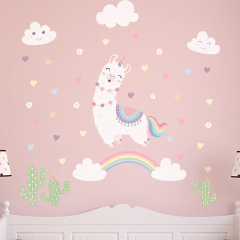 Wall Sticker Llama Unicorn Girl Bedroom 1.7m2