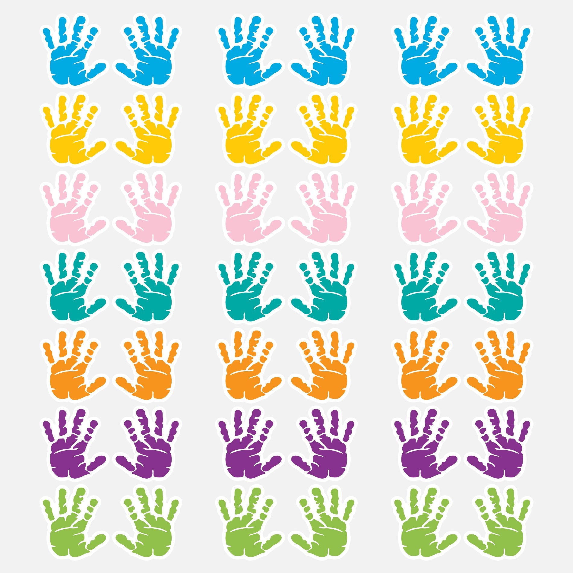 Adesivo de Parede Infantil Mãos Coloridas 8x9cm 42un