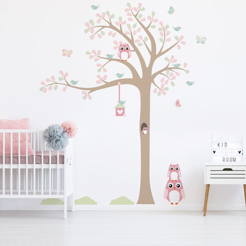 Baby Owl Tree Wall Sticker 1.85m