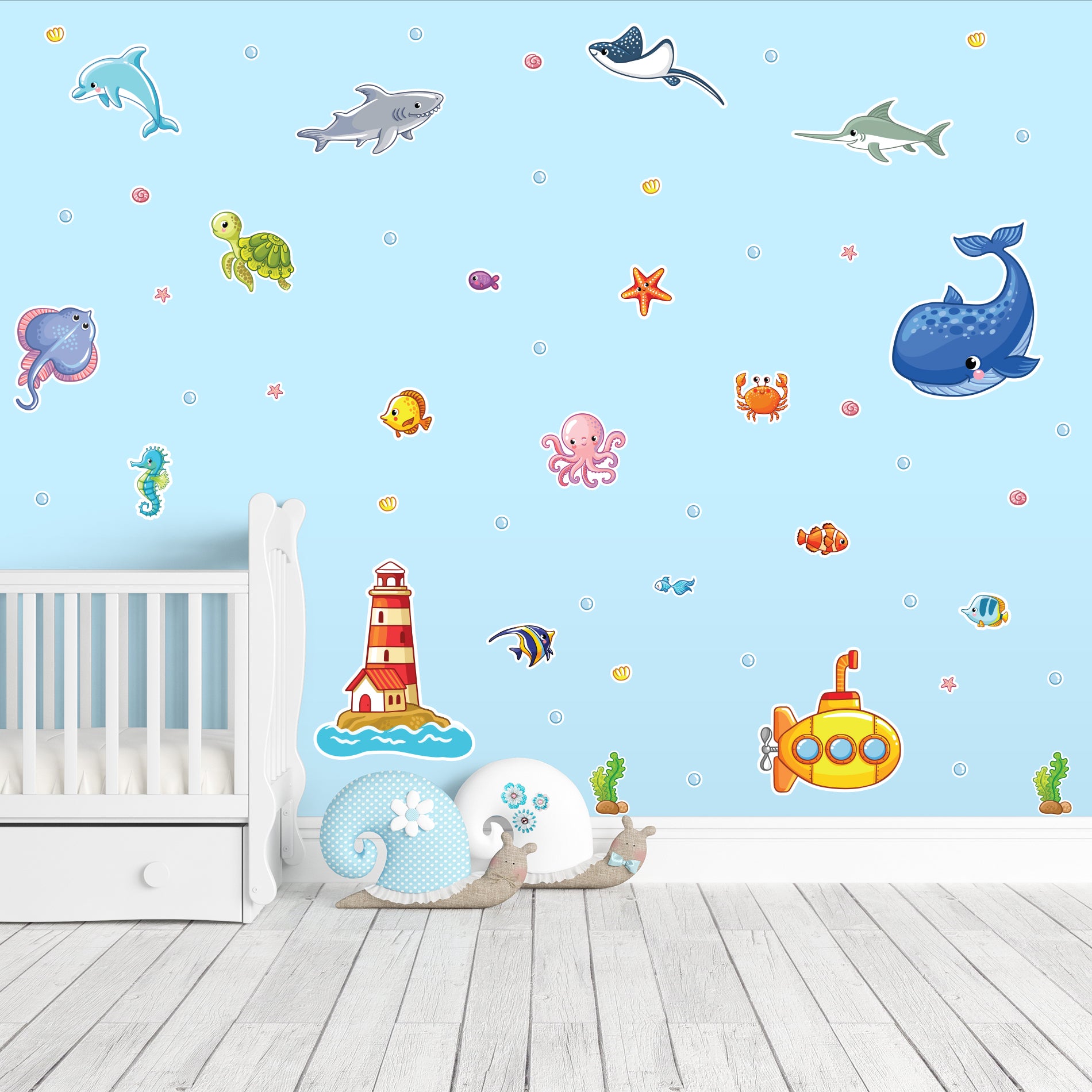 Adesivo de parede infantil Seabed 112 adesivos