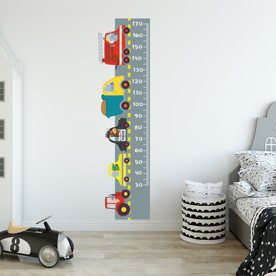 Children's Wall Sticker Ruler Cars