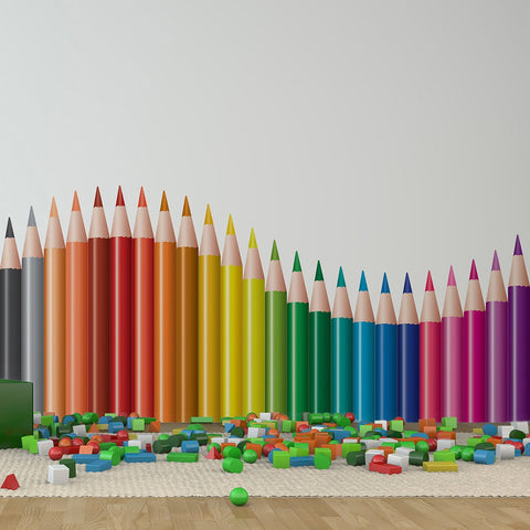 Coloured Pencil Wave Wall Sticker 120x52cm