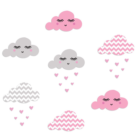 Wall Sticker Pink Chevron Clouds Rain of Love